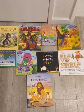 Children's Books Lot Of 9 Selling As 1 Barney , Lion King, Elf , Dragon , & More